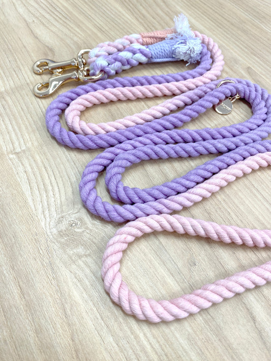 thin crossbody long leash in pink and purple